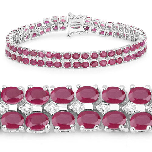 20.03 Carat Glass Filled Ruby and White Topaz .925 Sterling Silver Bracelet by Bids.com