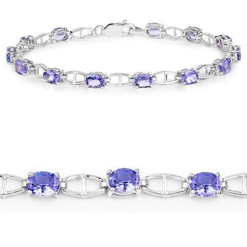 4.29 Carat Genuine Tanzanite .925 Sterling Silver Bracelet DestGlow