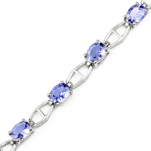 4.29 Carat Genuine Tanzanite .925 Sterling Silver Bracelet DestGlow