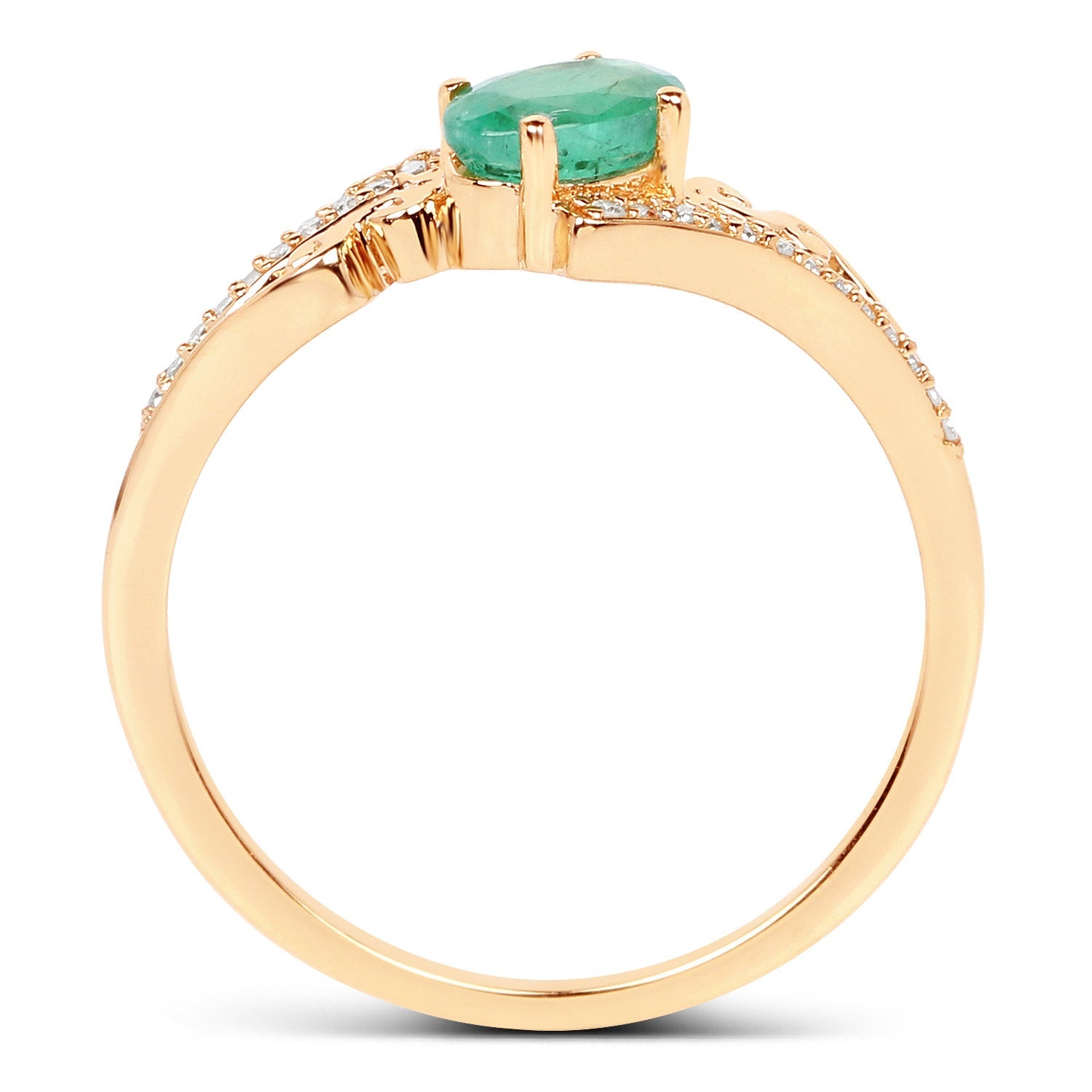 0.51 Carat Genuine Zambian Emerald and White Diamond 14K Yellow Gold Ring by Bids.com
