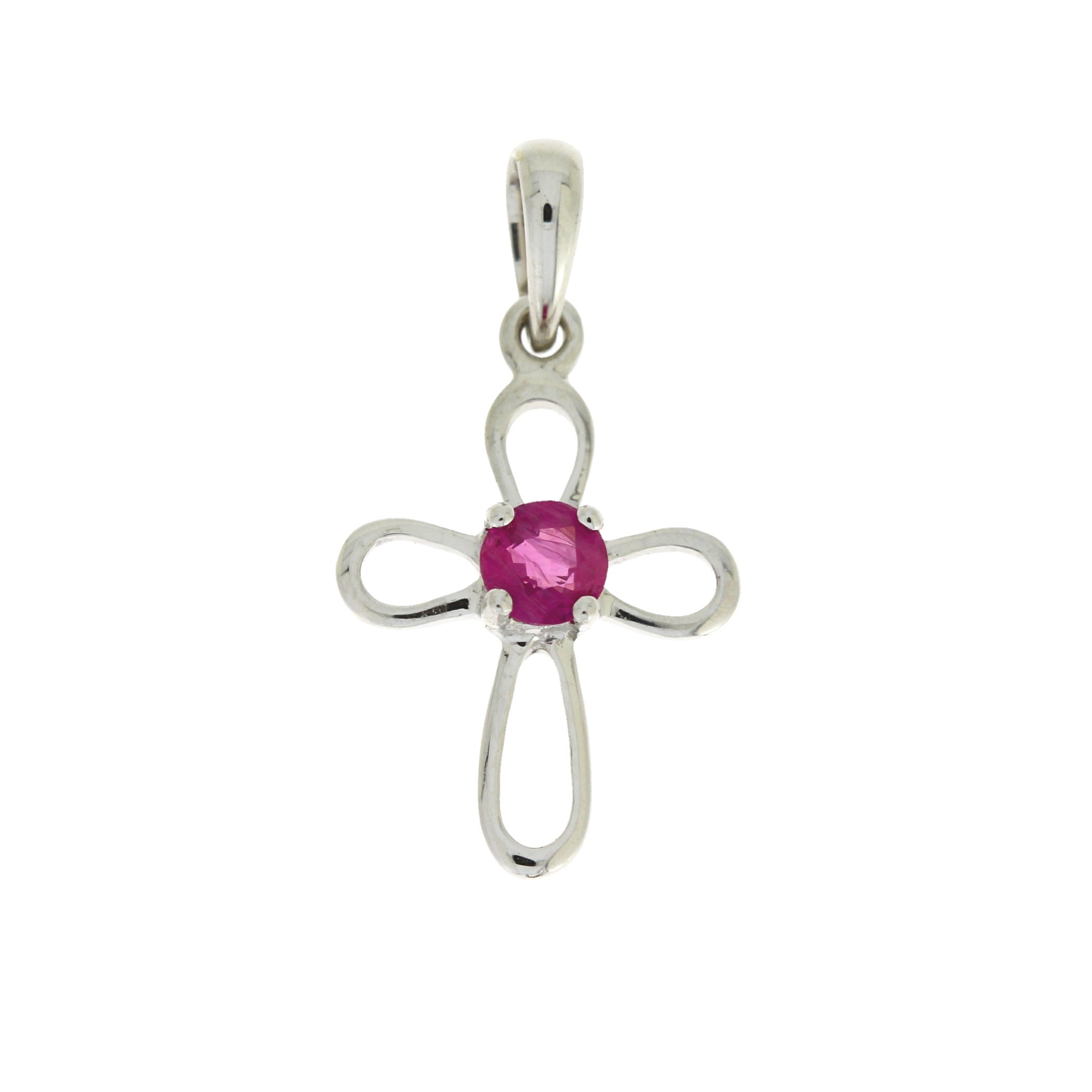 .22ct Ruby Cross Religious Pendant 10KT White Gold by Bids.com