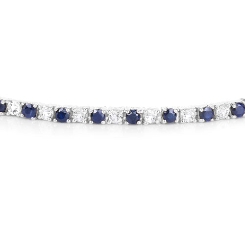 6.87 ct. t.w. Blue Sapphire and White Topaz Bracelet in Sterling Silver by Bids.com