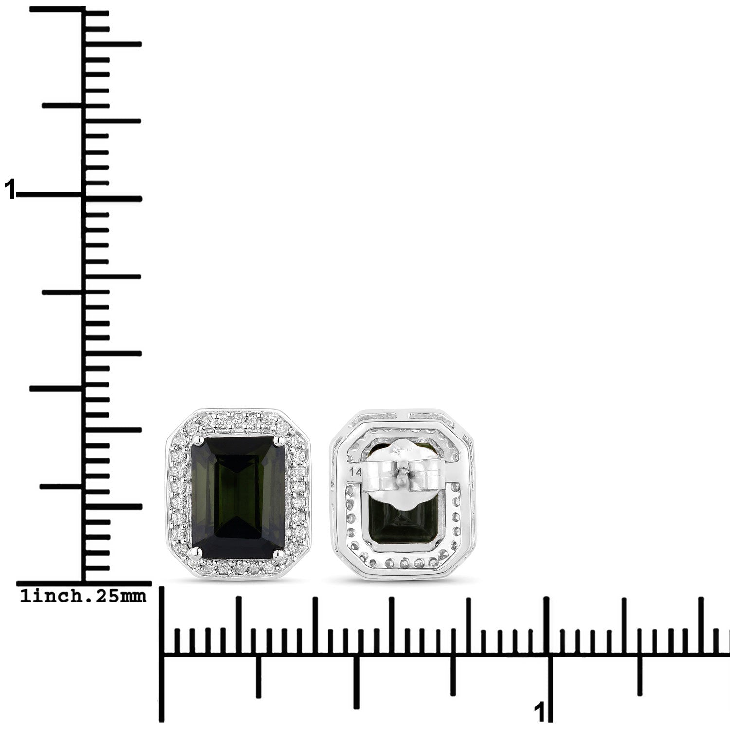 3.57 Carat Genuine Green Tourmaline and White Diamond 14K White Gold Earrings by Bids.com