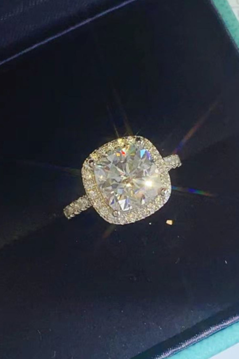 3 Carat Cushion-Cut Sparkala™ Platinum Over Pure Sterling Silver Square Ring by Sparkala