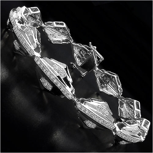 14K Yellow Gold Plated 1.07 Carat Genuine White Diamond Sterling Silver Bracelet by Bids.com