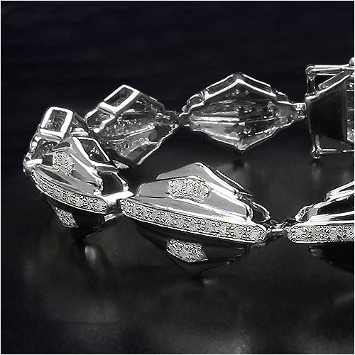14K Yellow Gold Plated 1.07 Carat Genuine White Diamond Sterling Silver Bracelet by Bids.com