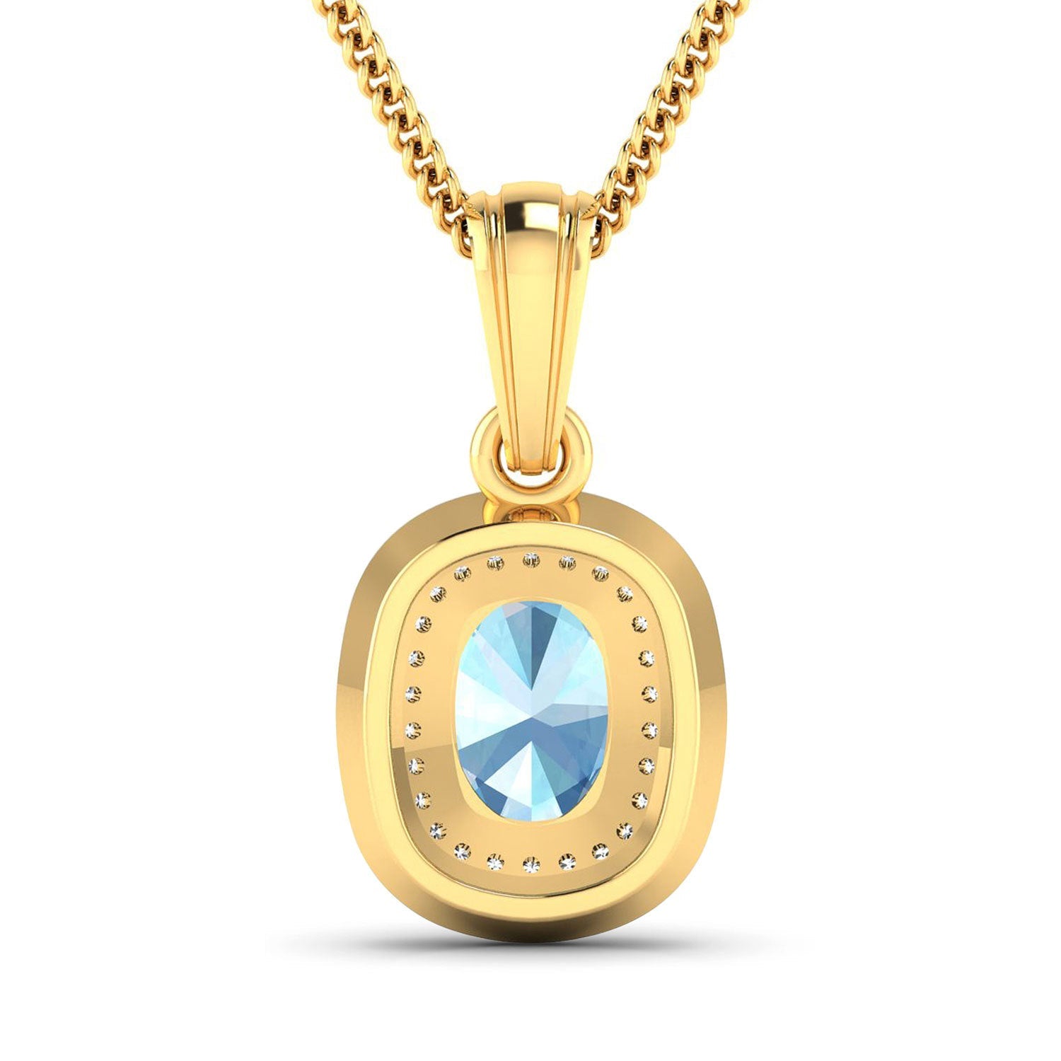 1.35 Carat Genuine Aquamarine and White Diamond 14K Yellow Gold Pendant by Bids.com