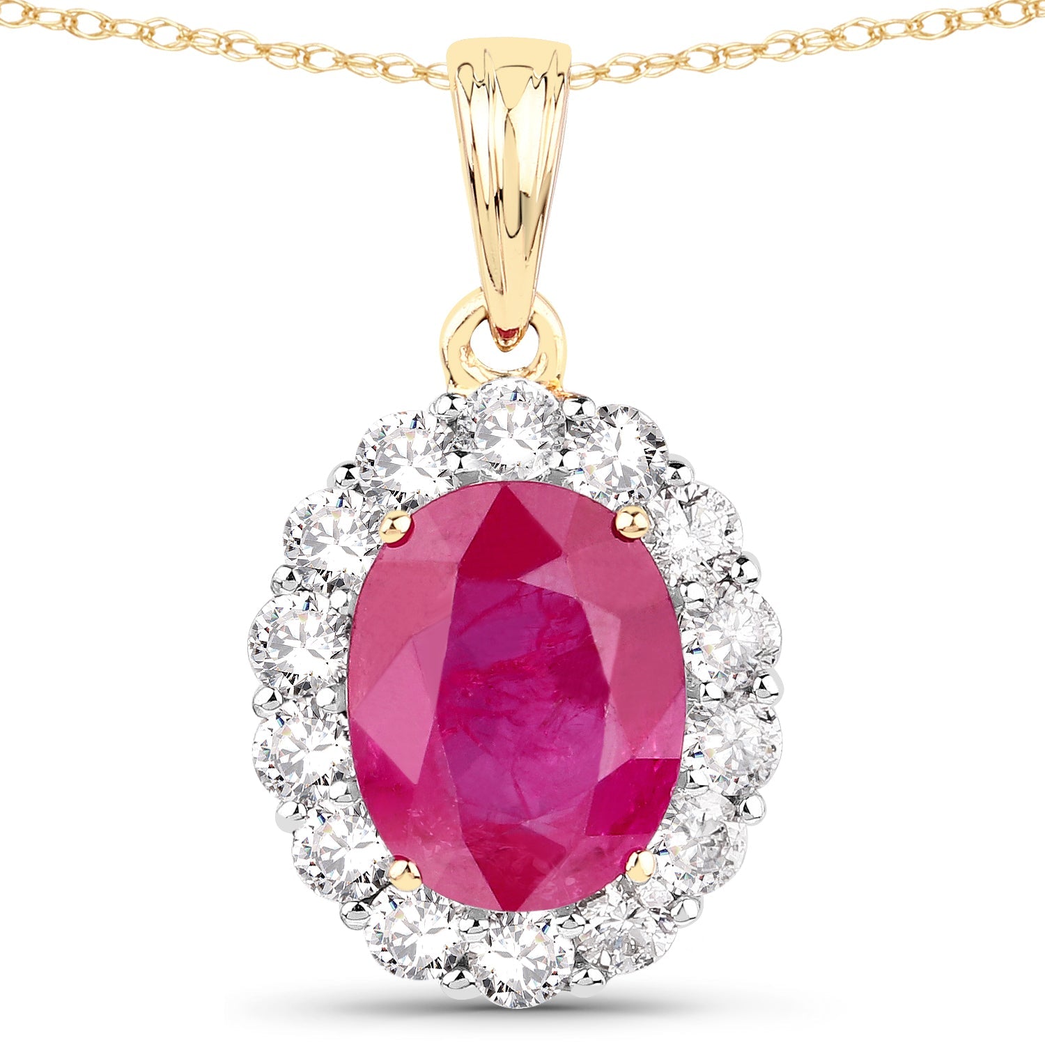 2.56 Carat Genuine Burma Ruby and White Diamond 18K Yellow Gold Pendant by Bids.com