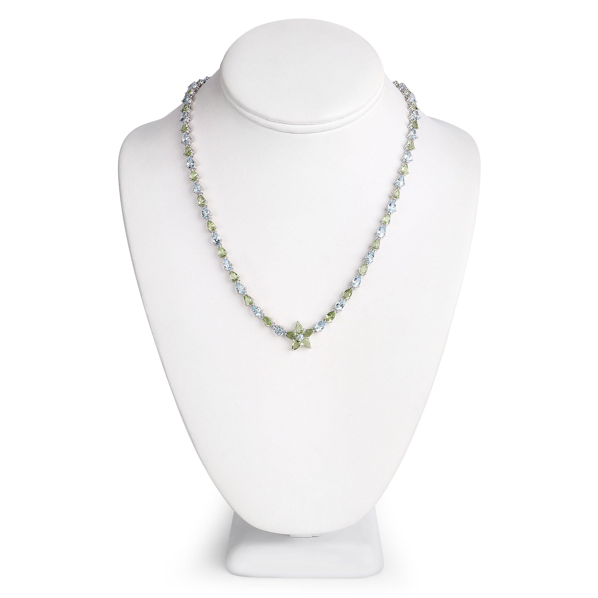 29.48 Carat Genuine Blue Topaz and Peridot .925 Sterling Silver Necklace by Bids.com