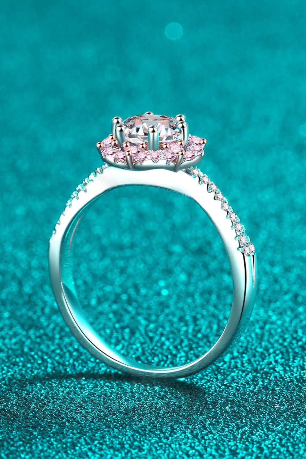 1 Carat Pink Brilliant Round Cut Sparkala™ Flower-Shaped Crisscross 925 sterling silver Ring by Sparkala