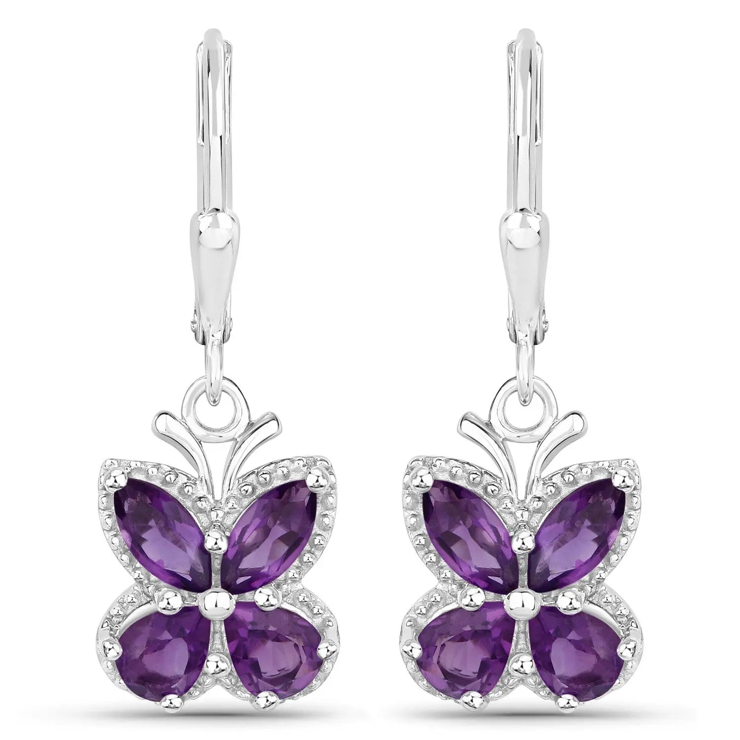 2.12 Carat Genuine Amethyst .925 Sterling Silver Earrings