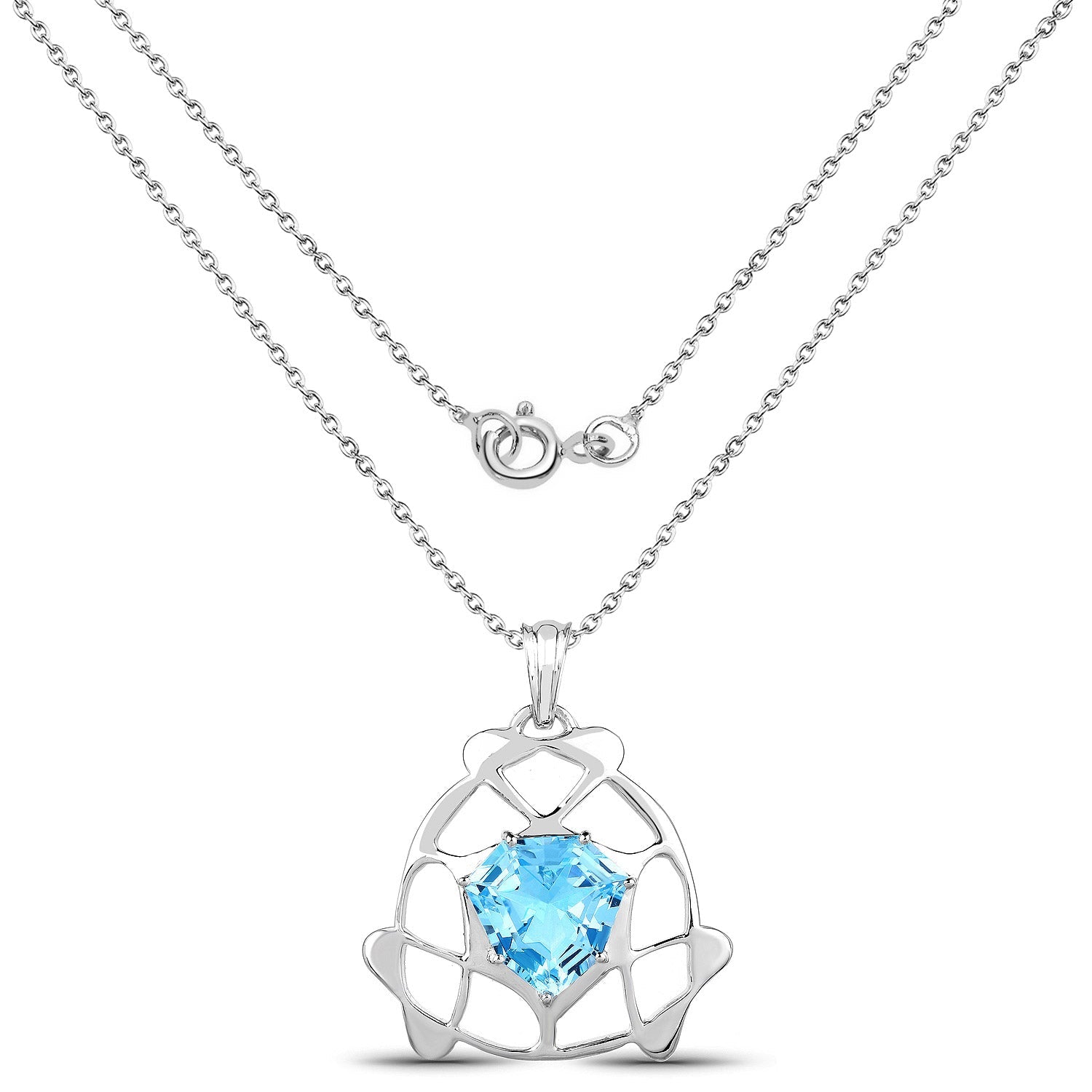 11.50 Carat Genuine Swiss Blue Topaz .925 Sterling Silver Pendant by Bids.com