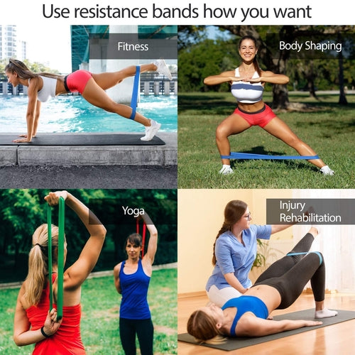 Resistance Loop Bands Exercise Set - 5 Levels Fitness Workout Stretch Bands with Carry Bag