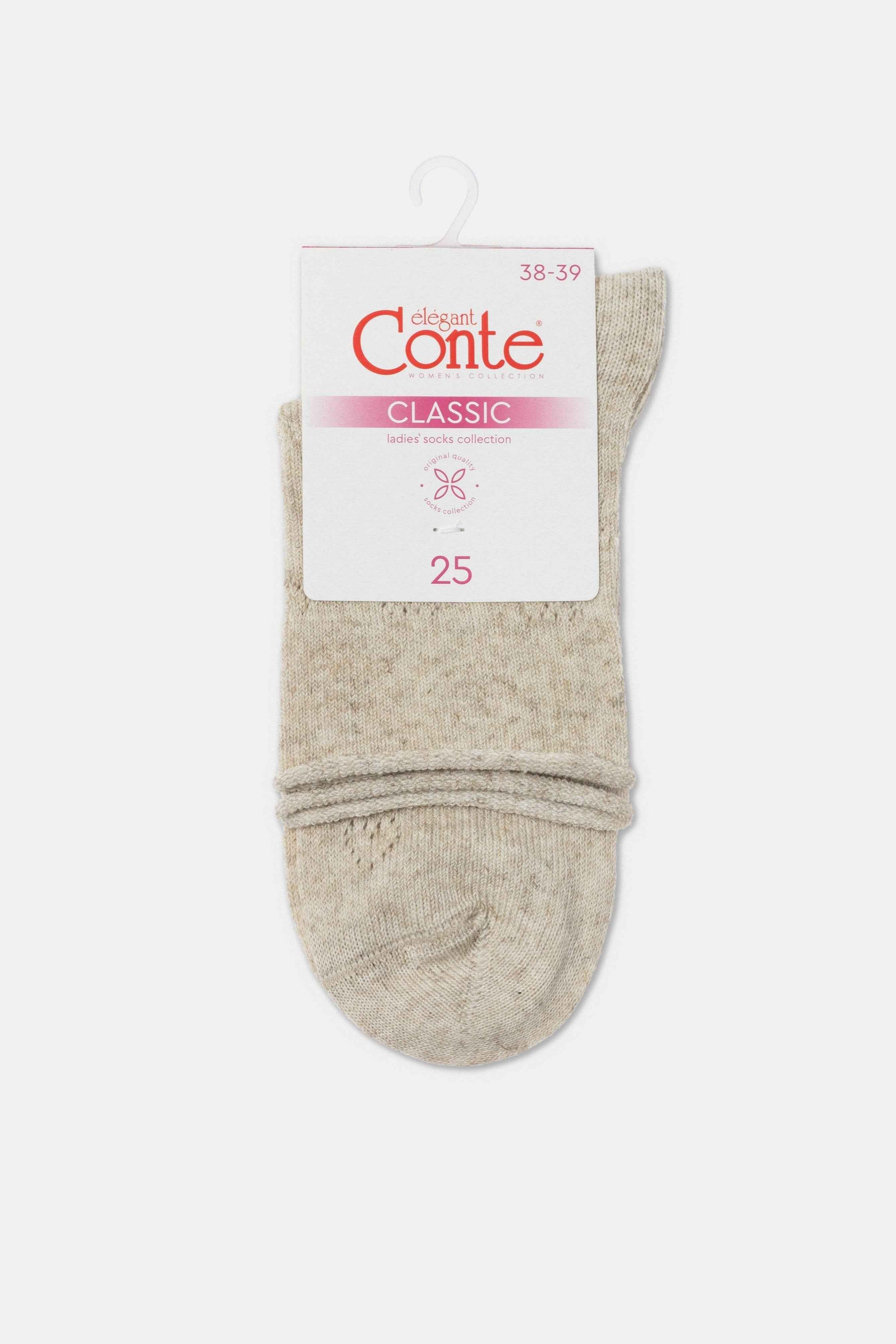Cotton Linen Socks Conte Classic 542 - Hearts Pattern - DestGlow