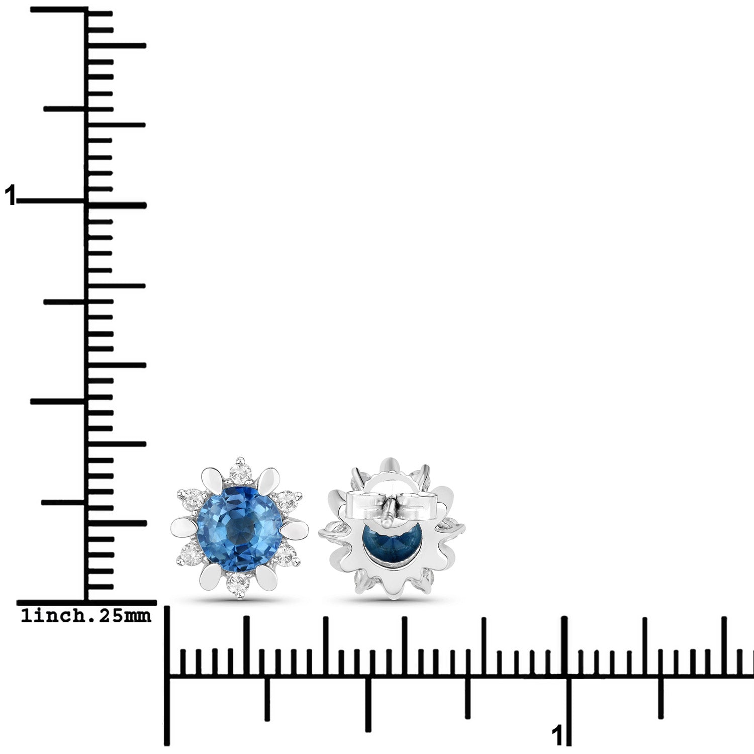 1.87 Carat Genuine Blue Sapphire and White Diamond 14K White Gold Earrings by Bids.com