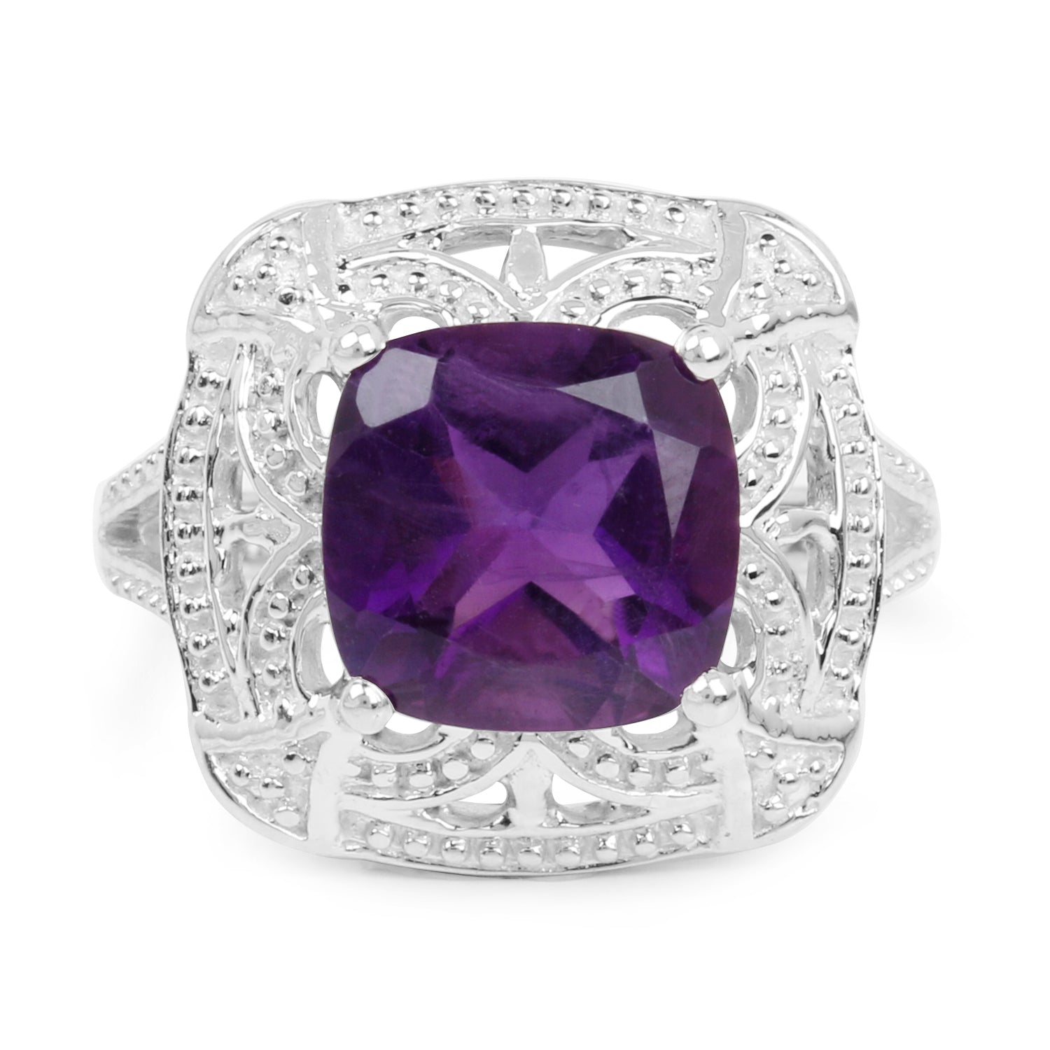4.35 Carat Genuine Amethyst .925 Sterling Silver Ring by Bids.com