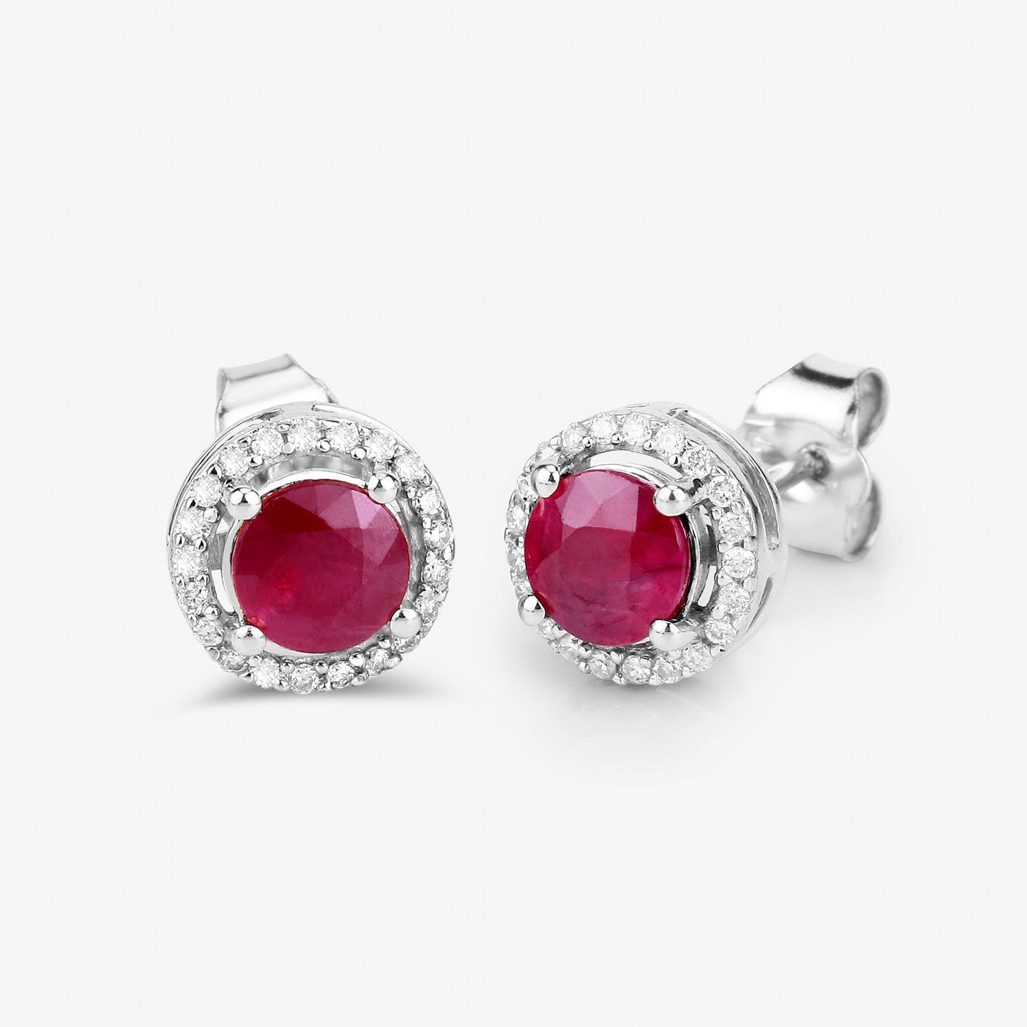 1.22 Carat Genuine Ruby and White Diamond 14K White Gold Earrings by Bids.com