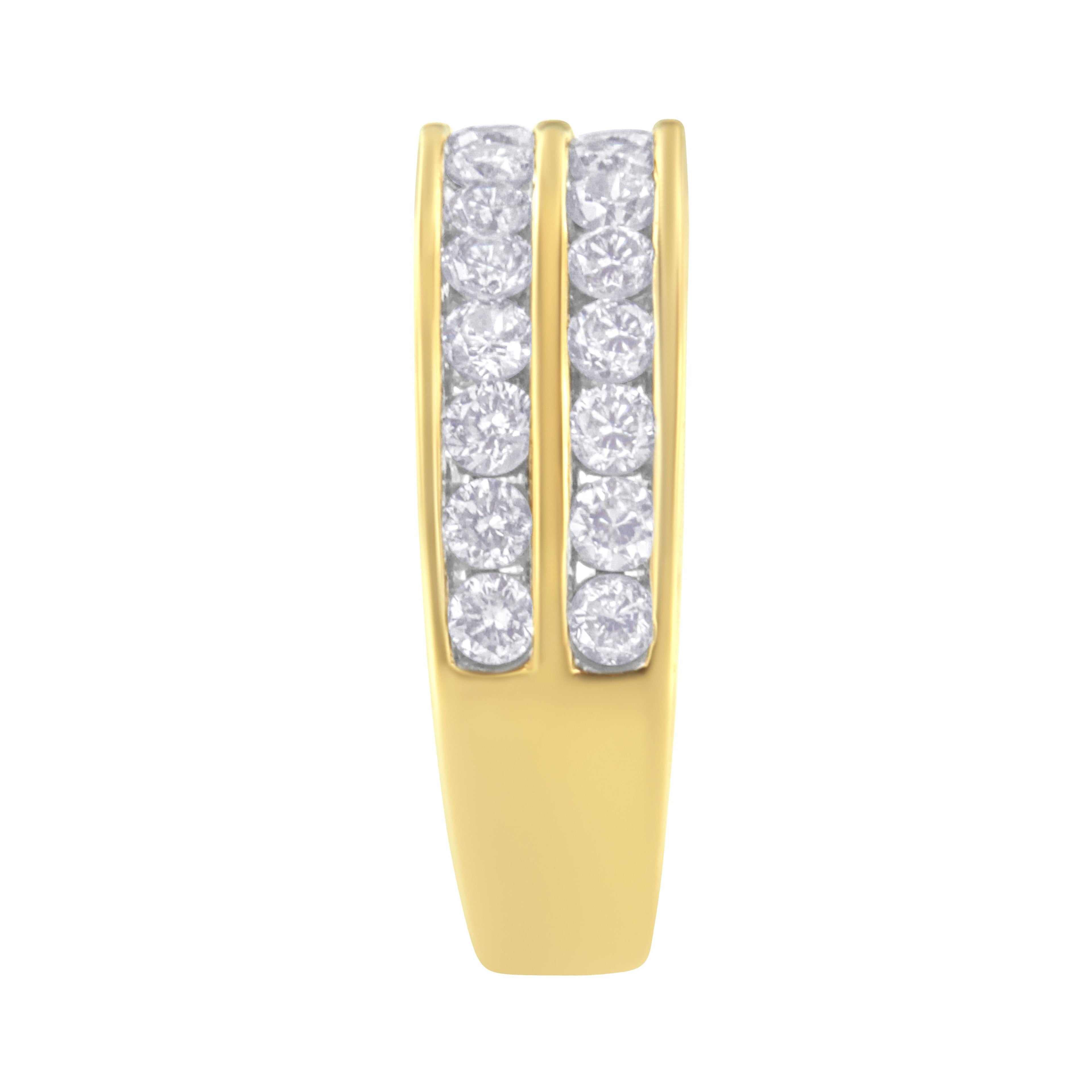 10K Yellow Gold Two-Row Diamond Band Ring (1 Cttw, J-K Color, I1-I2 Clarity) - Size 6 by Bids.com