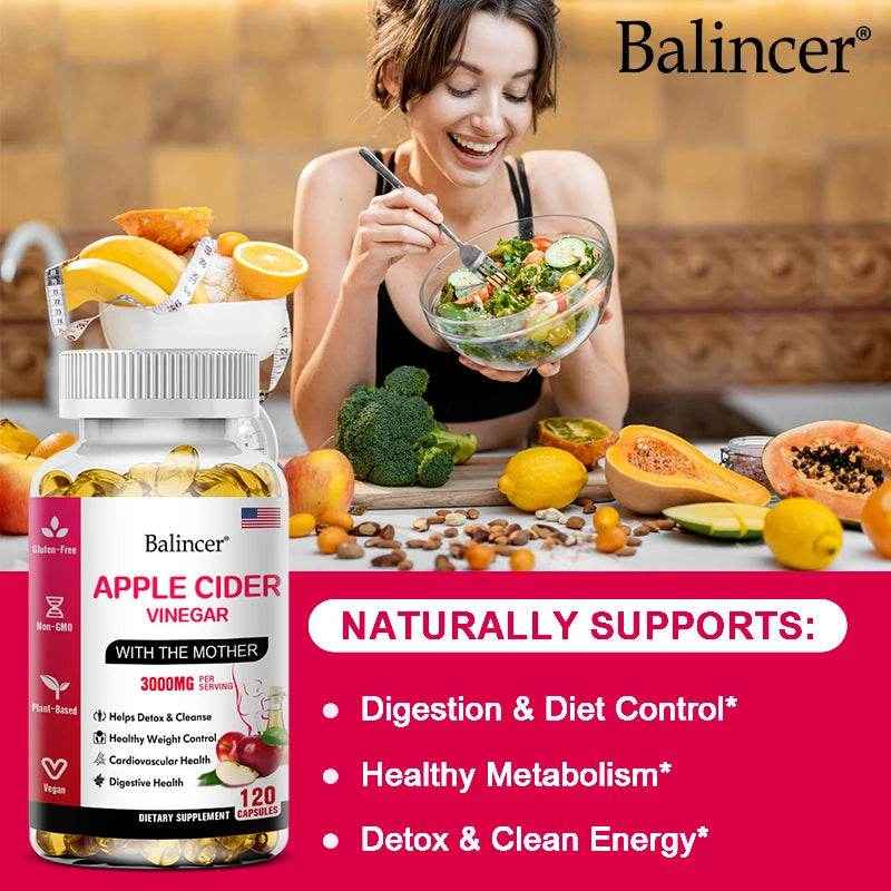 Apple Cider Vinegar Capsules 3000 mg – Detox, Digestion, Immunity & Weight Support