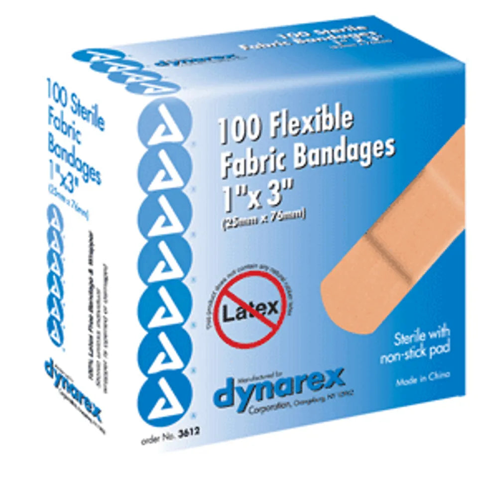 Dynarex Adhesive Flexible Fabric Sterile Bandages 1 X 3 Inches 100 Ea - DestGlow