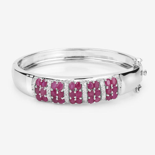 6.65 Carat Genuine Ruby and White Topaz .925 Sterling Silver Bracelet by Bids.com