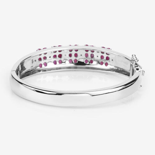 6.65 Carat Genuine Ruby and White Topaz .925 Sterling Silver Bracelet by Bids.com