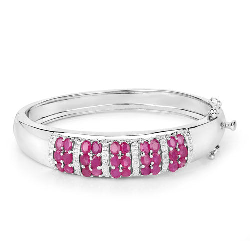 6.65 Carat Genuine Ruby and White Topaz .925 Sterling Silver Bracelet by Bids.com