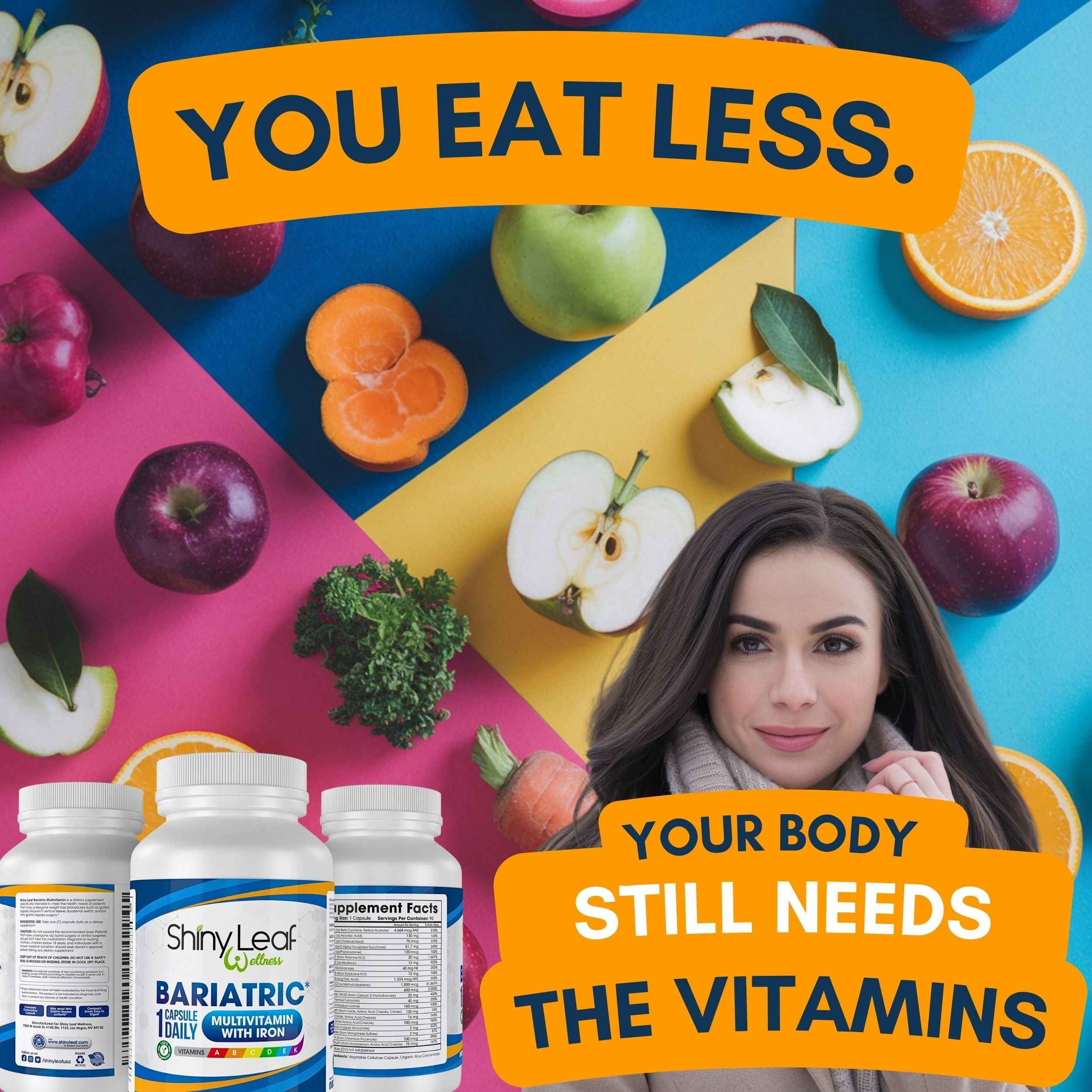 Bariatric Multivitamin with Iron With DHT Original Shampoo and Conditioner Hair Care Bundle