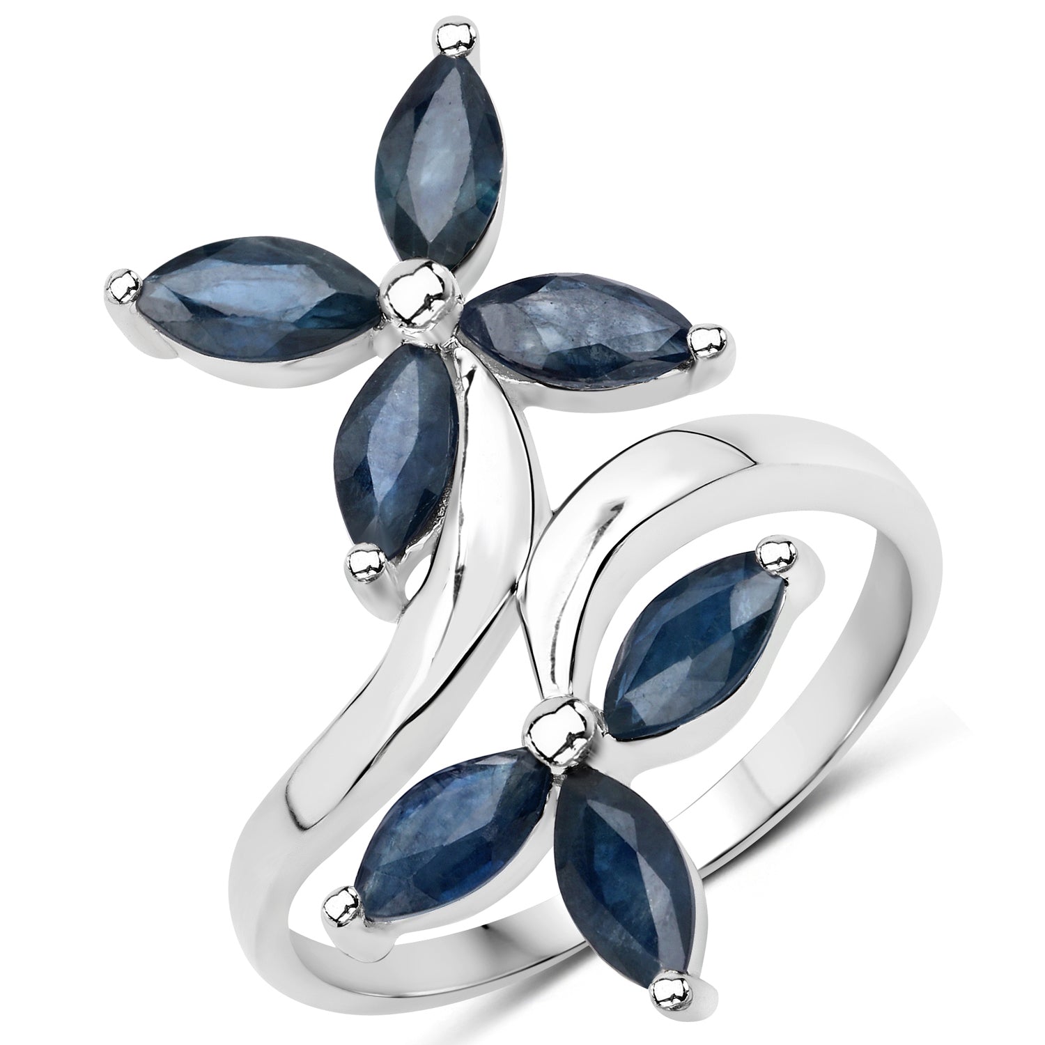 1.75 Carat Genuine Blue Sapphire .925 Sterling Silver Ring DestGlow