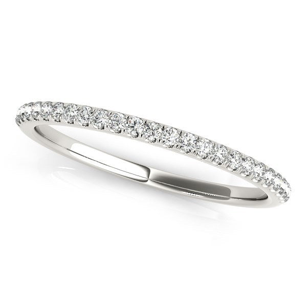 14k White Gold Round Diamond Pave Set Wedding Band (1/8 cttw) by Bids.com
