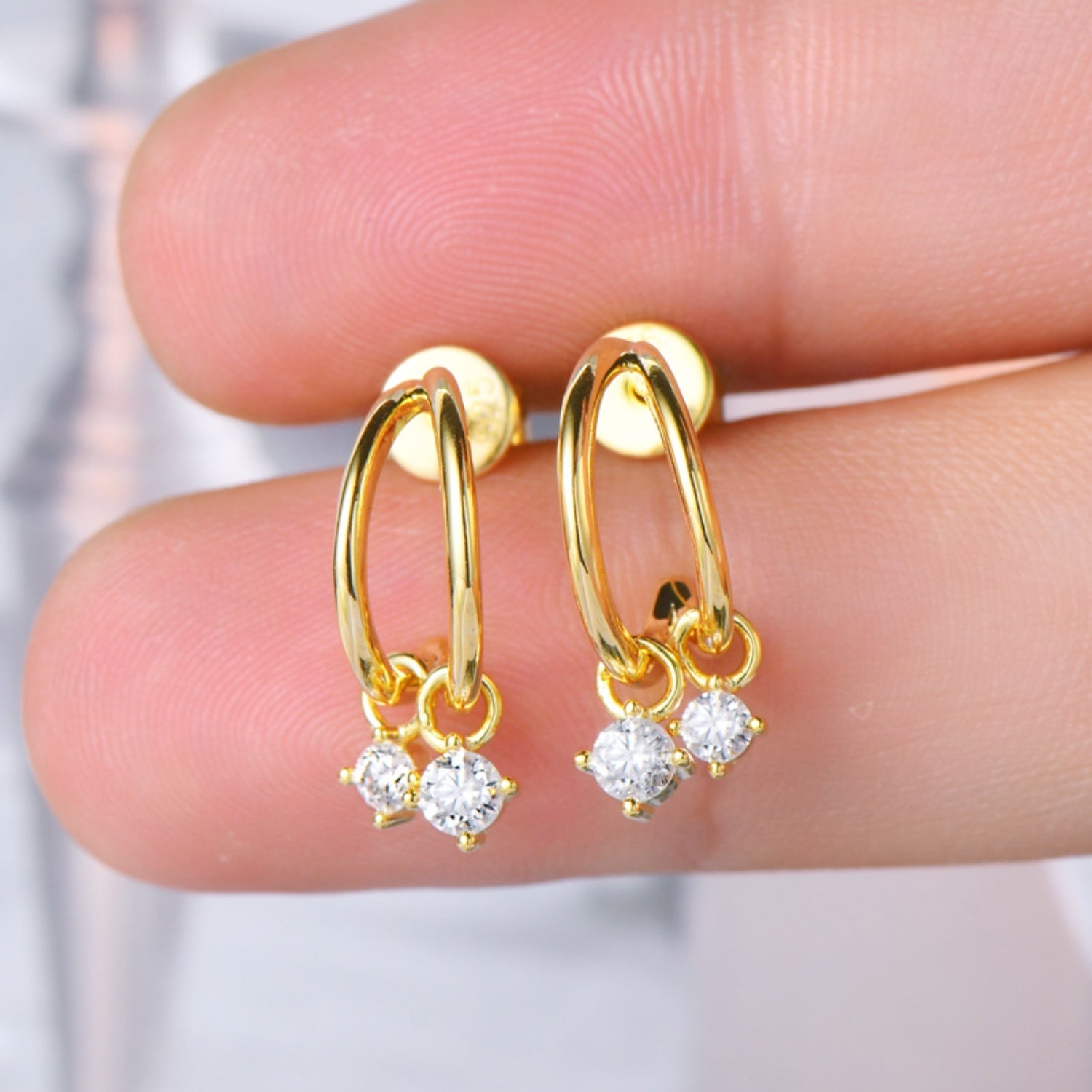 Platinum-Plated Pure Sterling Silver Sparkala™ C-Hoop Earrings by Sparkala