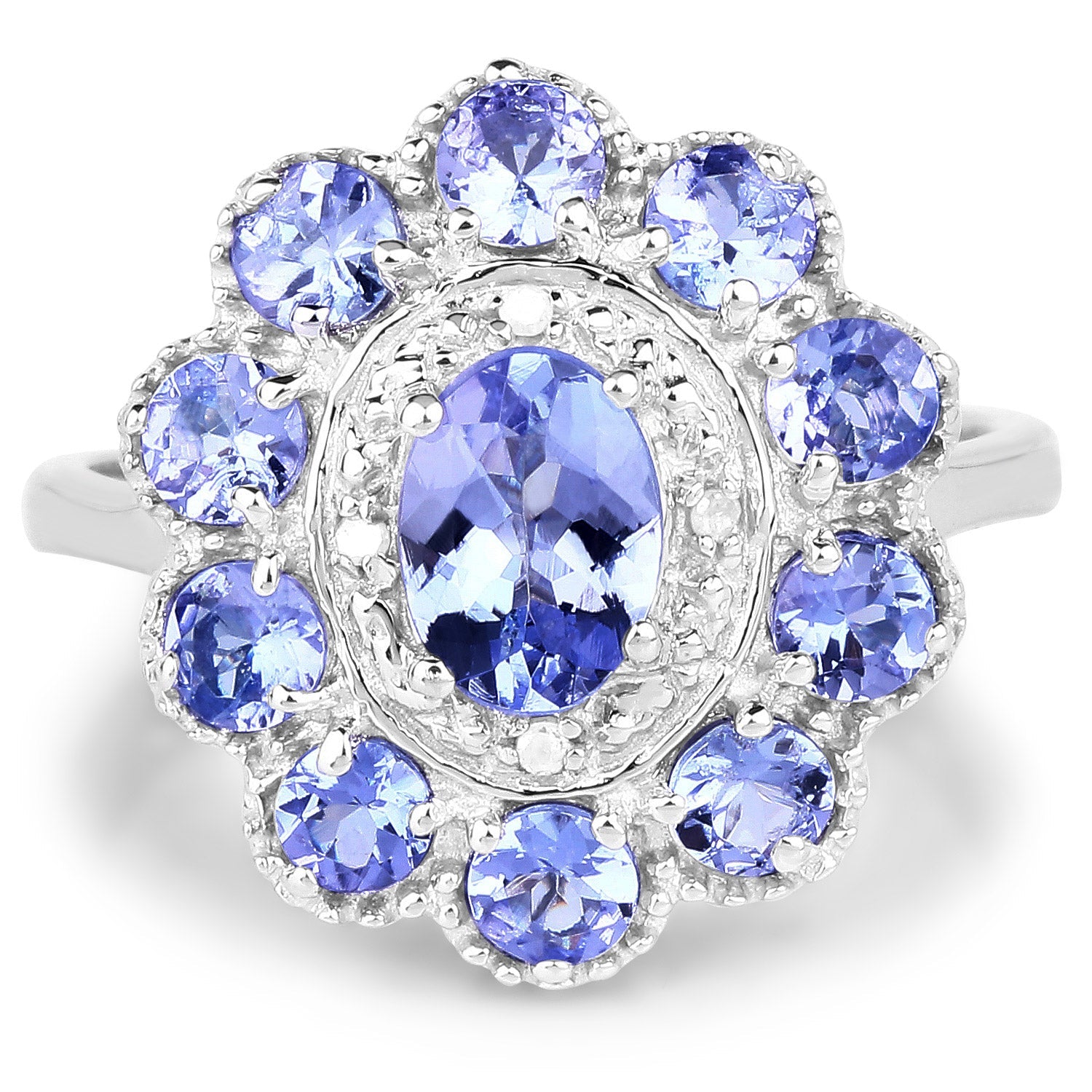 1.77 Carat Genuine Tanzanite and White Topaz .925 Sterling Silver Ring by Bids.com