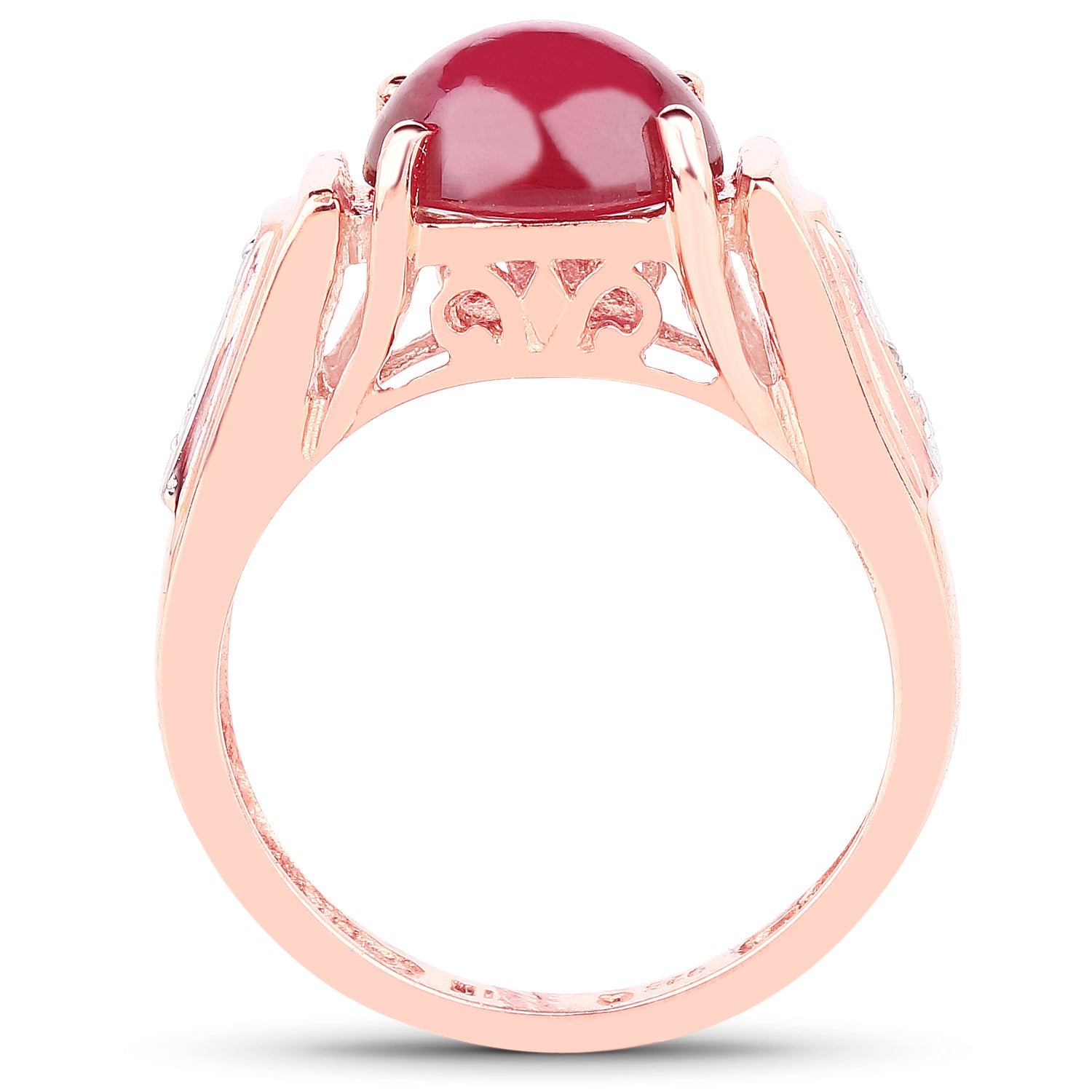 14K Rose Gold Plated 4.71 Carat Genuine Glass Filled Ruby and White Topaz .925 Sterling Silver Ring by Bids.com