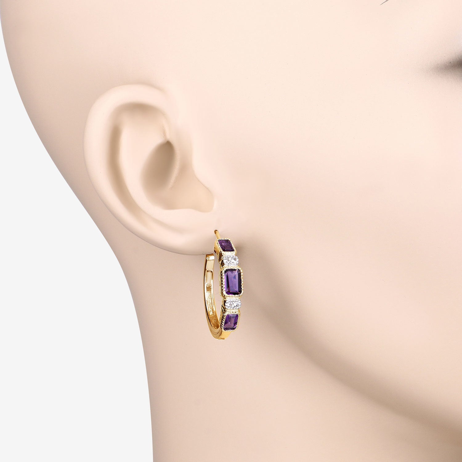 2.18 Carat Genuine Amethyst and White Topaz .925 Sterling Silver Earrings by Bids.com