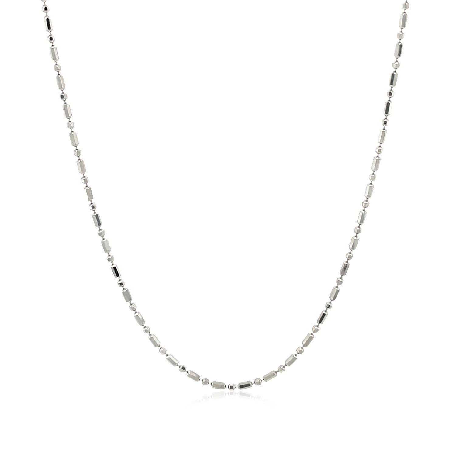 14k White Gold Diamond-Cut Alternating Bead Chain 1.2mm by Bids.com