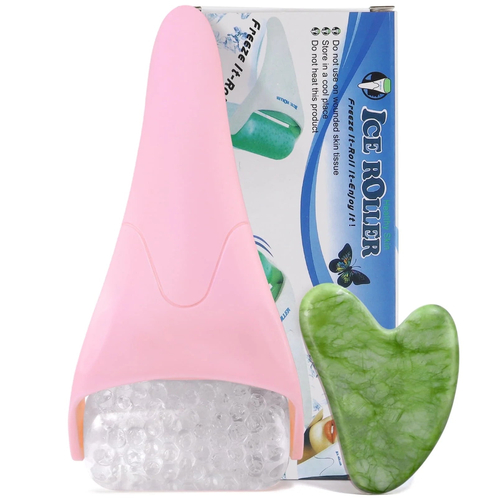 Ice Roller for Face & Gua Sha, Ice Face Roller Massager Cryotherapy Reduces Puffiness, Pink by Korean Skin Care