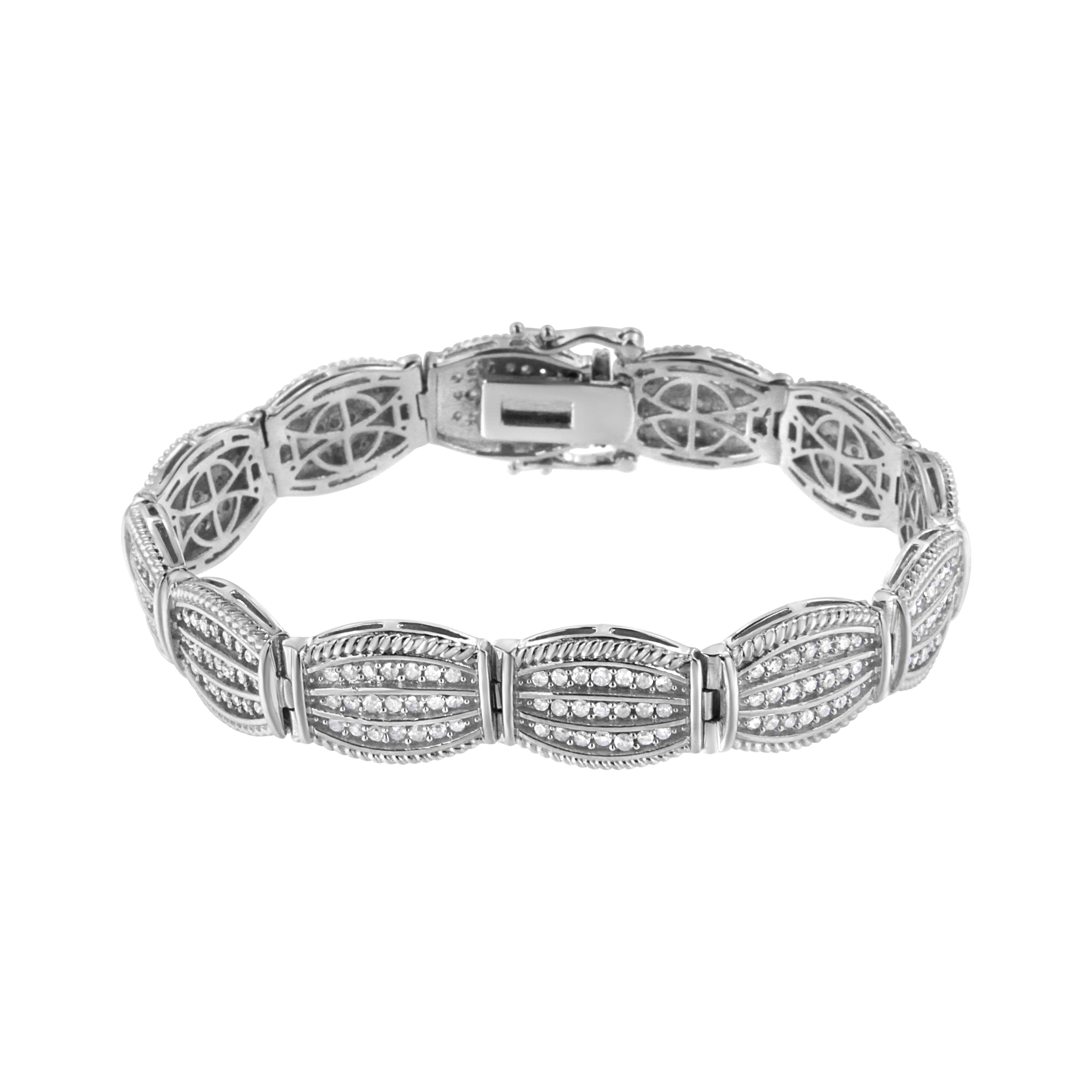 .925 Sterling Silver 3.0 Cttw Prong Set Diamond Art Deco Style Tennis Bracelet (I-J Color, I2-I3 Clarity) - 7.25" by Bids.com