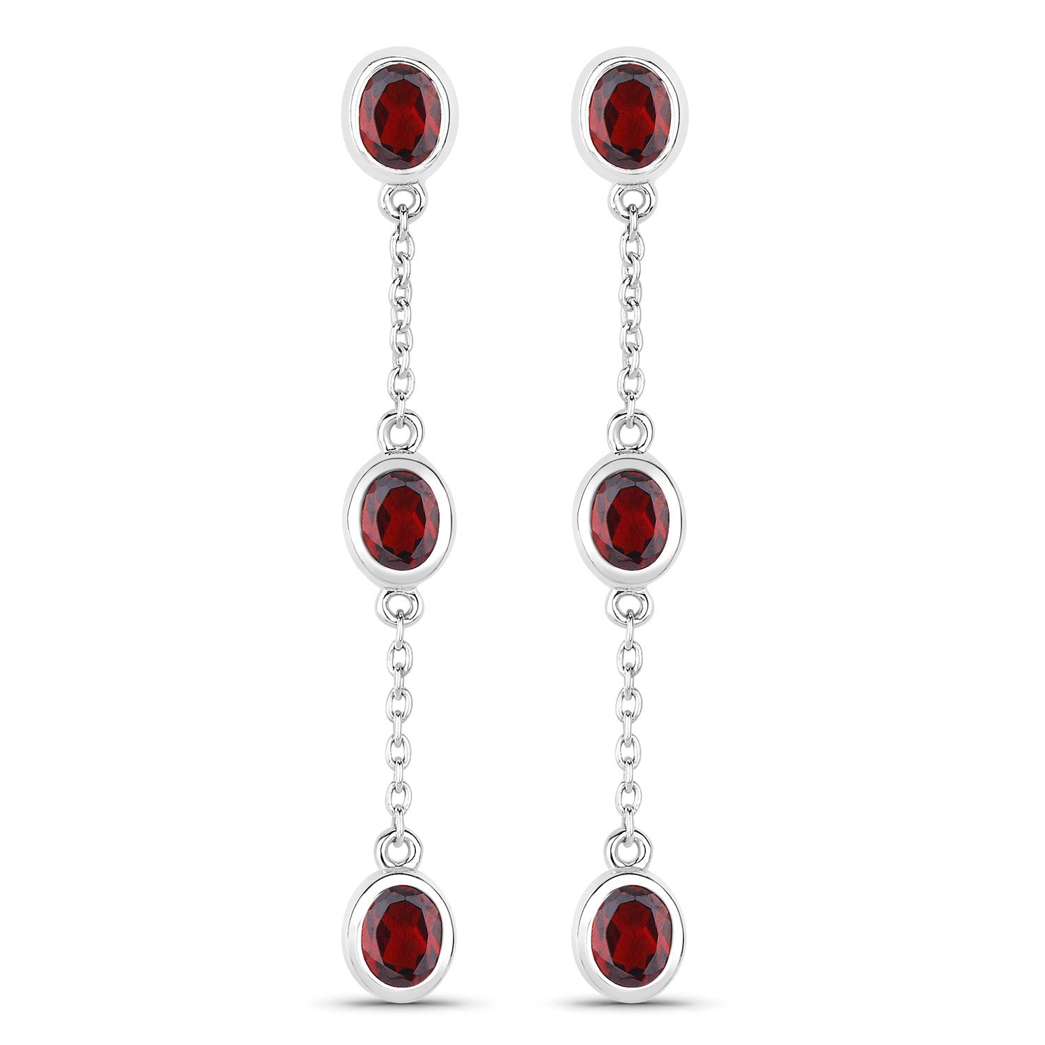 2.70 Carat Genuine Garnet .925 Sterling Silver Earrings by Bids.com