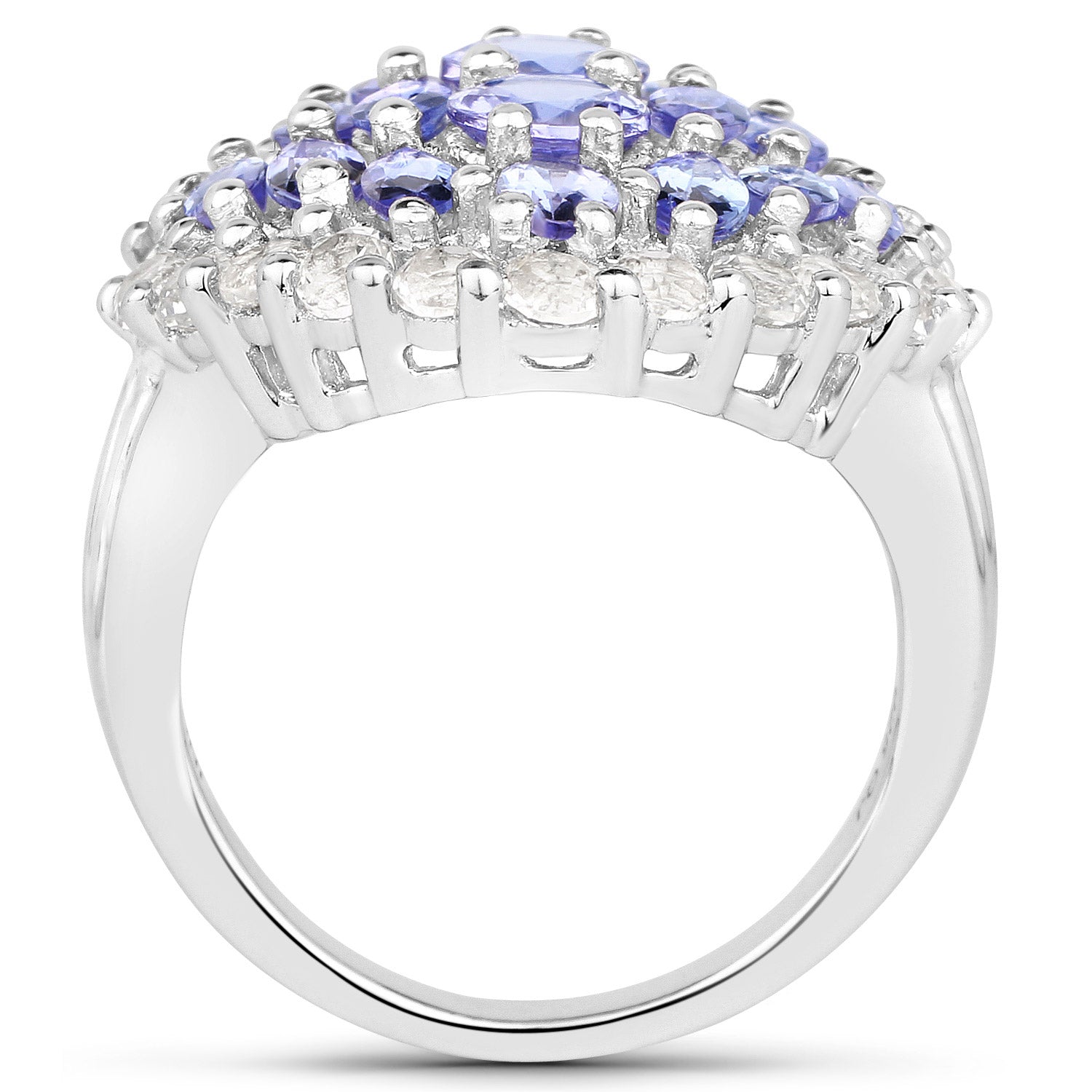 4.72 Carat Genuine Tanzanite and White Topaz .925 Sterling Silver Ring by Bids.com