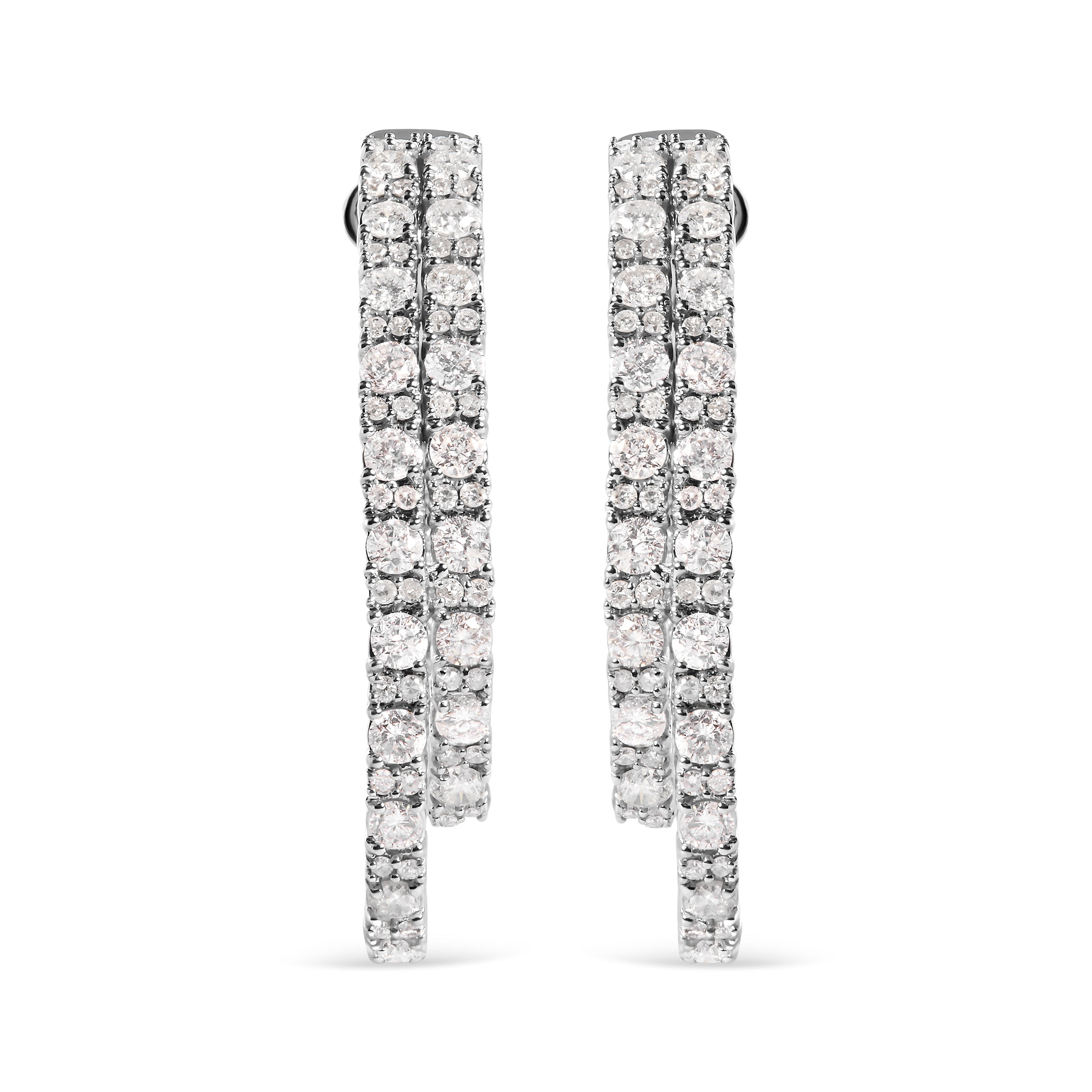 14K White Gold 4.0 Cttw Diamond Asymmetrical Inside Out Double-Hoop Earrings (I-J Color, I1-I2 Clarity) by Bids.com