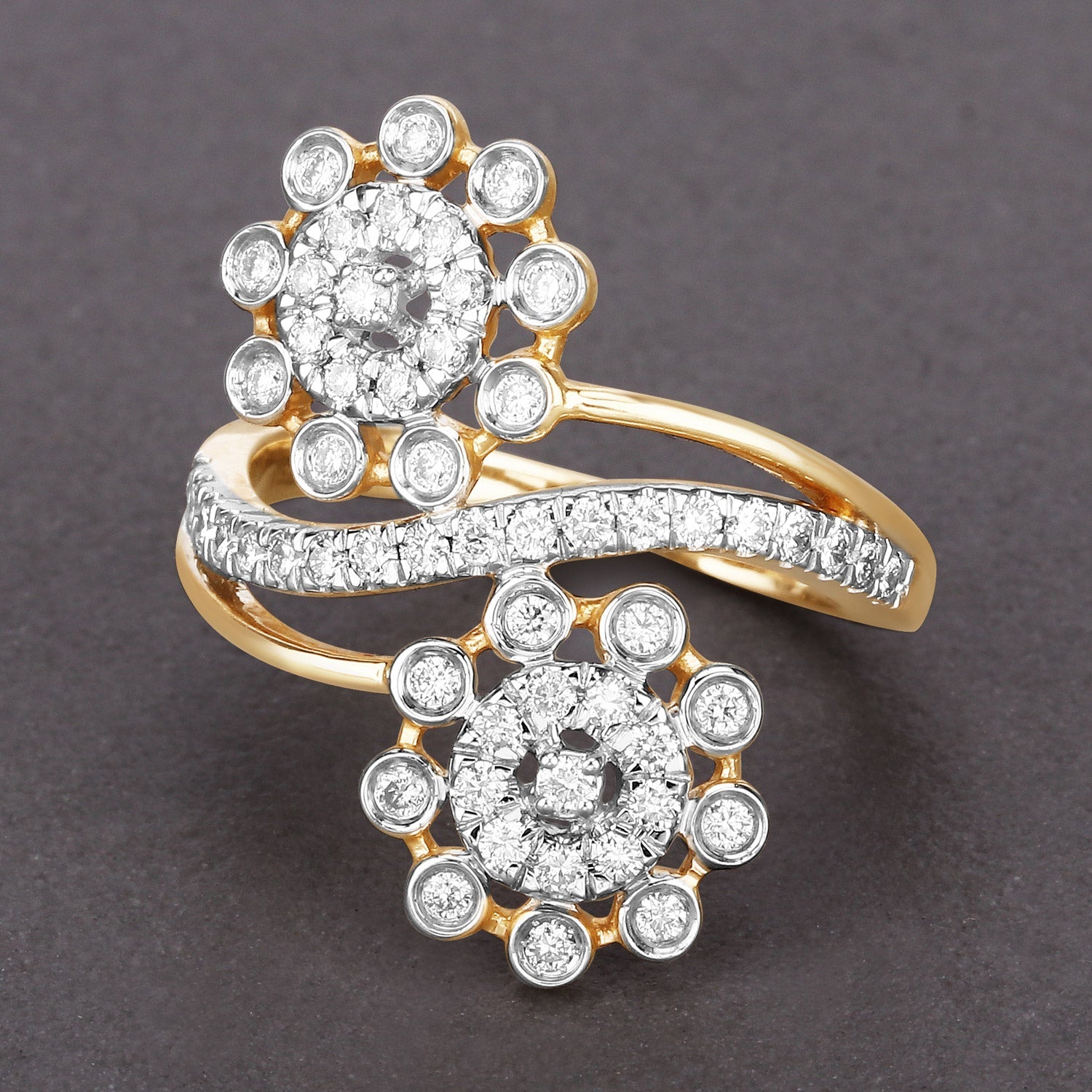 0.56 Carat Genuine White Diamond 14K Yellow Gold Ring (E-F Color, SI1-SI2 Clarity) by Bids.com
