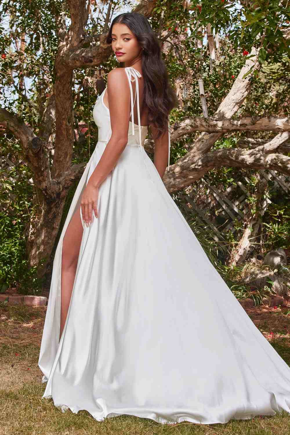 Cinderella Divine BD104W Ravishing Cowl A-Line Satin Gown by DiscountDressShop
