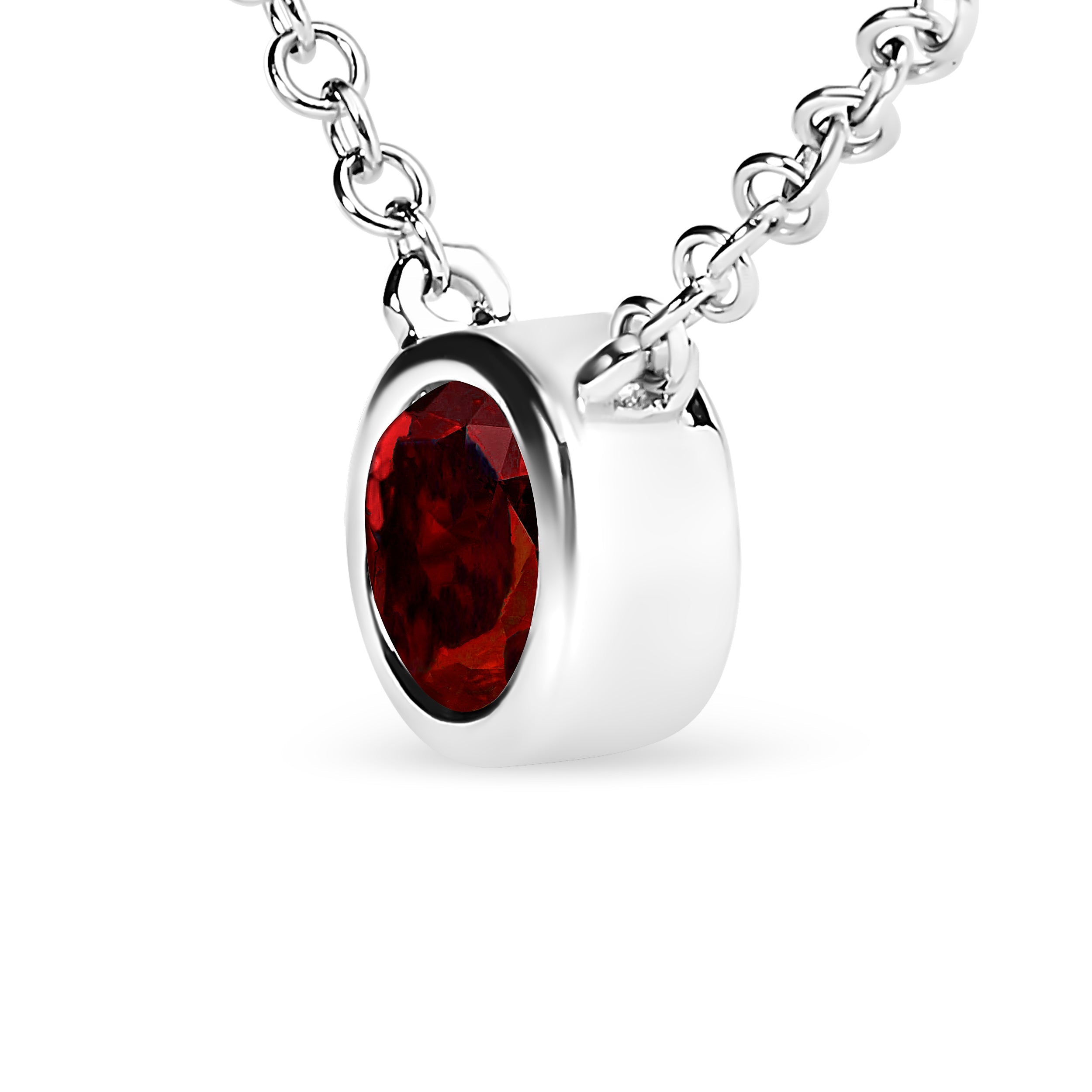 14K White Gold 1/2 Cttw Red Lab Grown Diamond Bezel-Set Solitaire 18" Pendant Necklace (Red Color, VS1-VS2 Clarity) DestGlow
