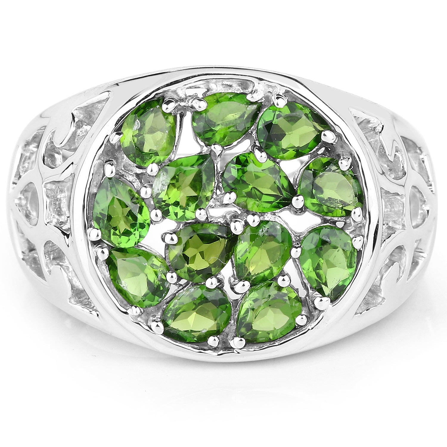2.21 Carat Genuine Chrome Diopside .925 Sterling Silver Ring by Bids.com
