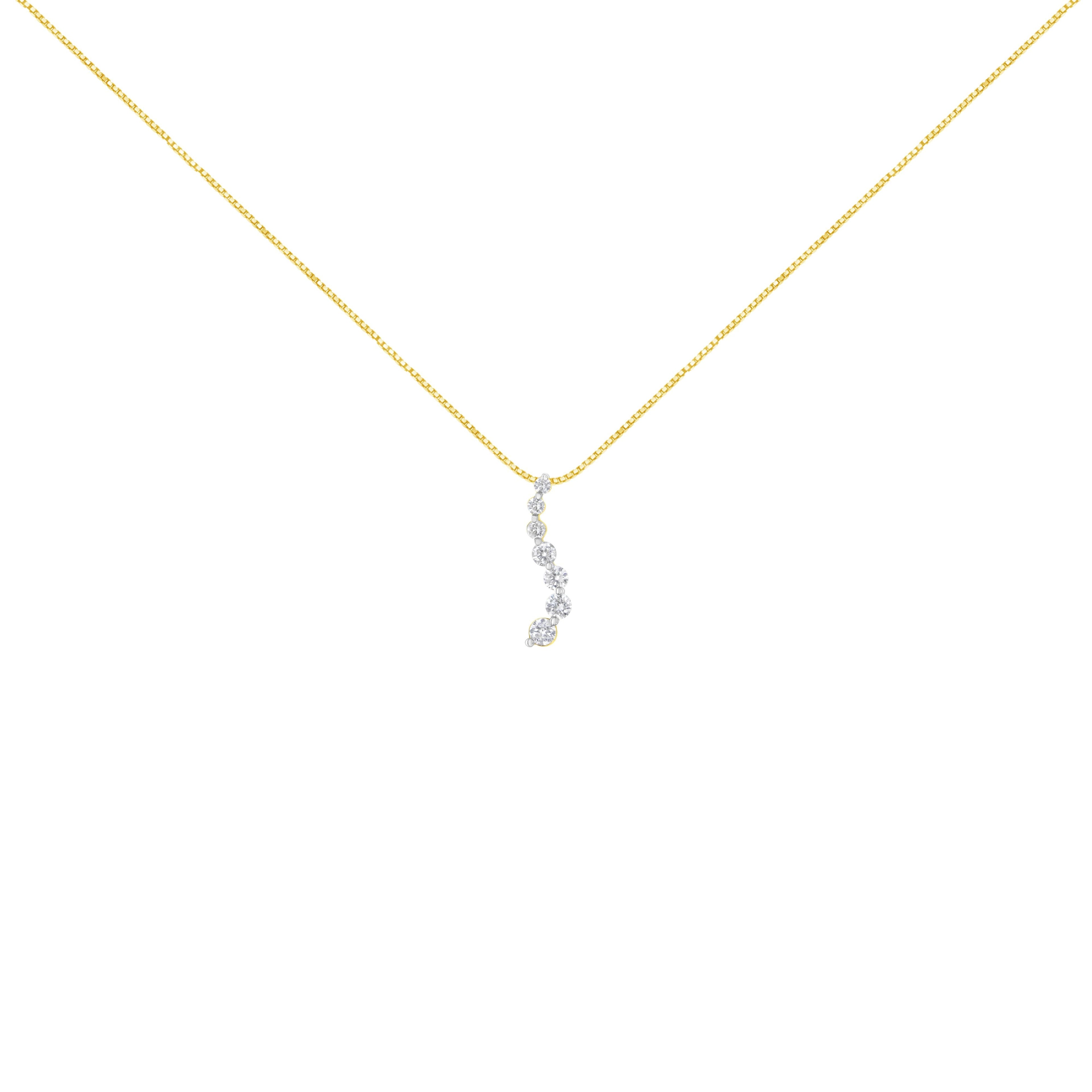 AGS Certified 14K Yellow Gold 2.0 Cttw Baguette and Brilliant Round-Cut Diamond Journey 18" Pendant Necklace (F-G Color, I1-I2 Clarity) by Bids.com