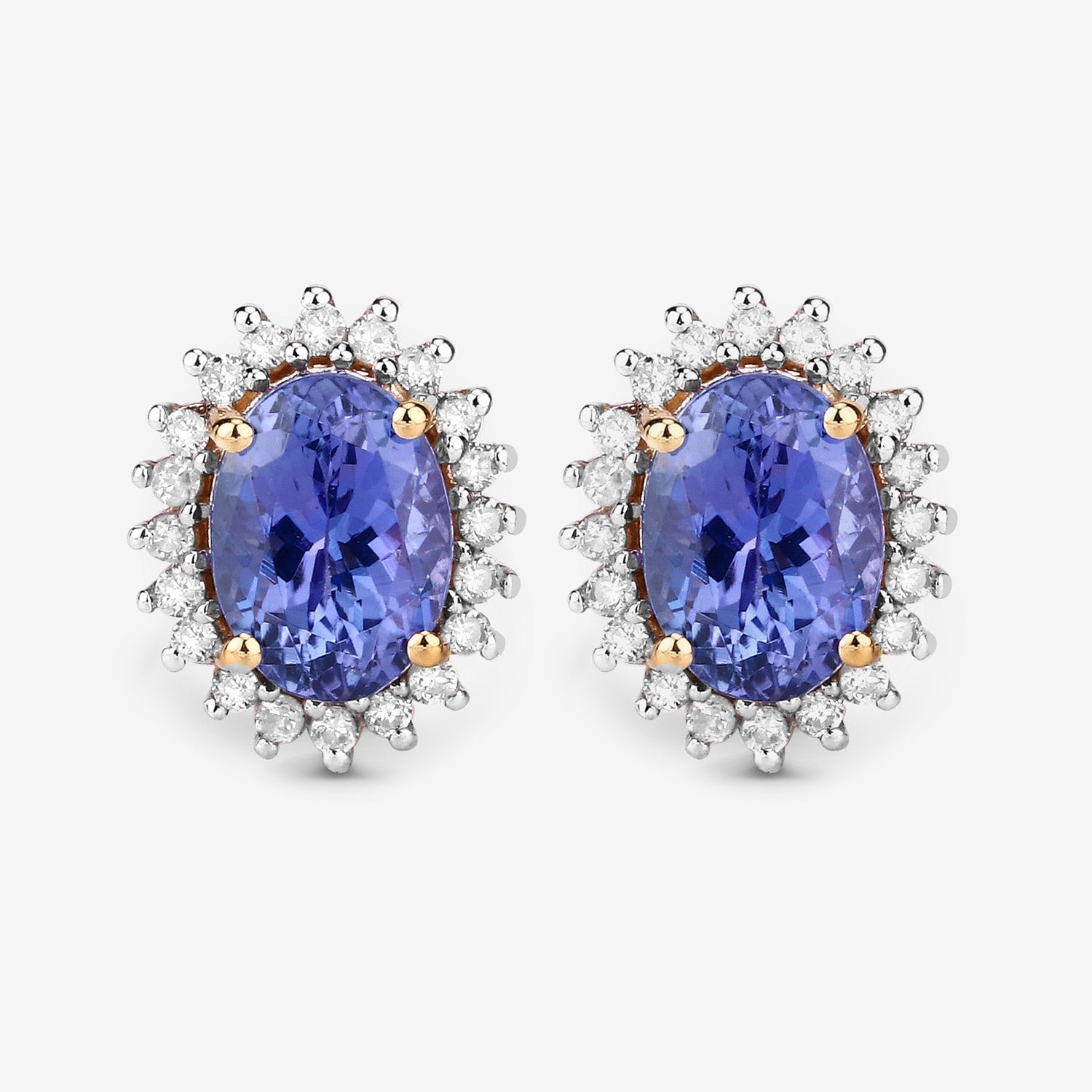 1.71 Carat Genuine Tanzanite and White Diamond 14K Yellow Gold Earrings by Bids.com