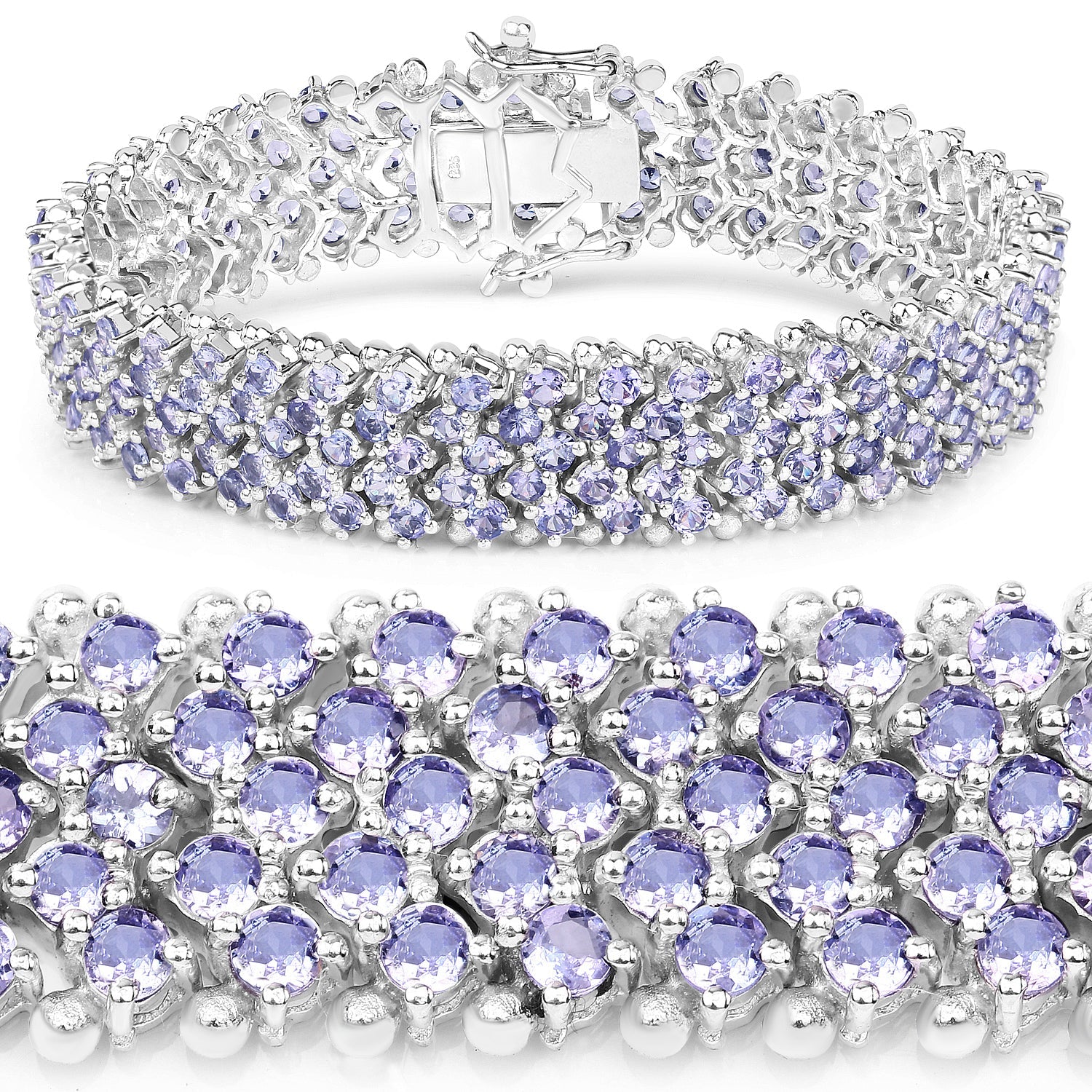 14.70 Carat Genuine Tanzanite .925 Sterling Silver Bracelet by Bids.com