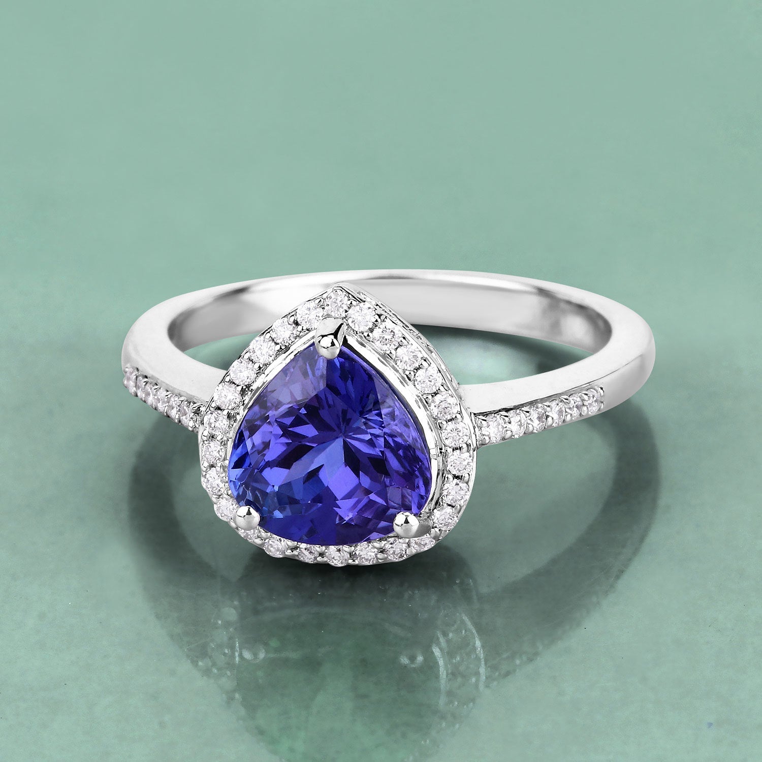 2.33 Carat Genuine Tanzanite and White Diamond 14K White Gold Ring by Bids.com