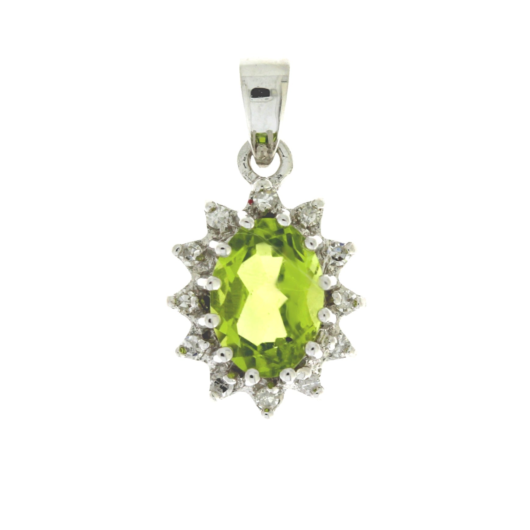 .96ct Peridot Diamond Fashion Pendants 10KT White Gold by Bids.com
