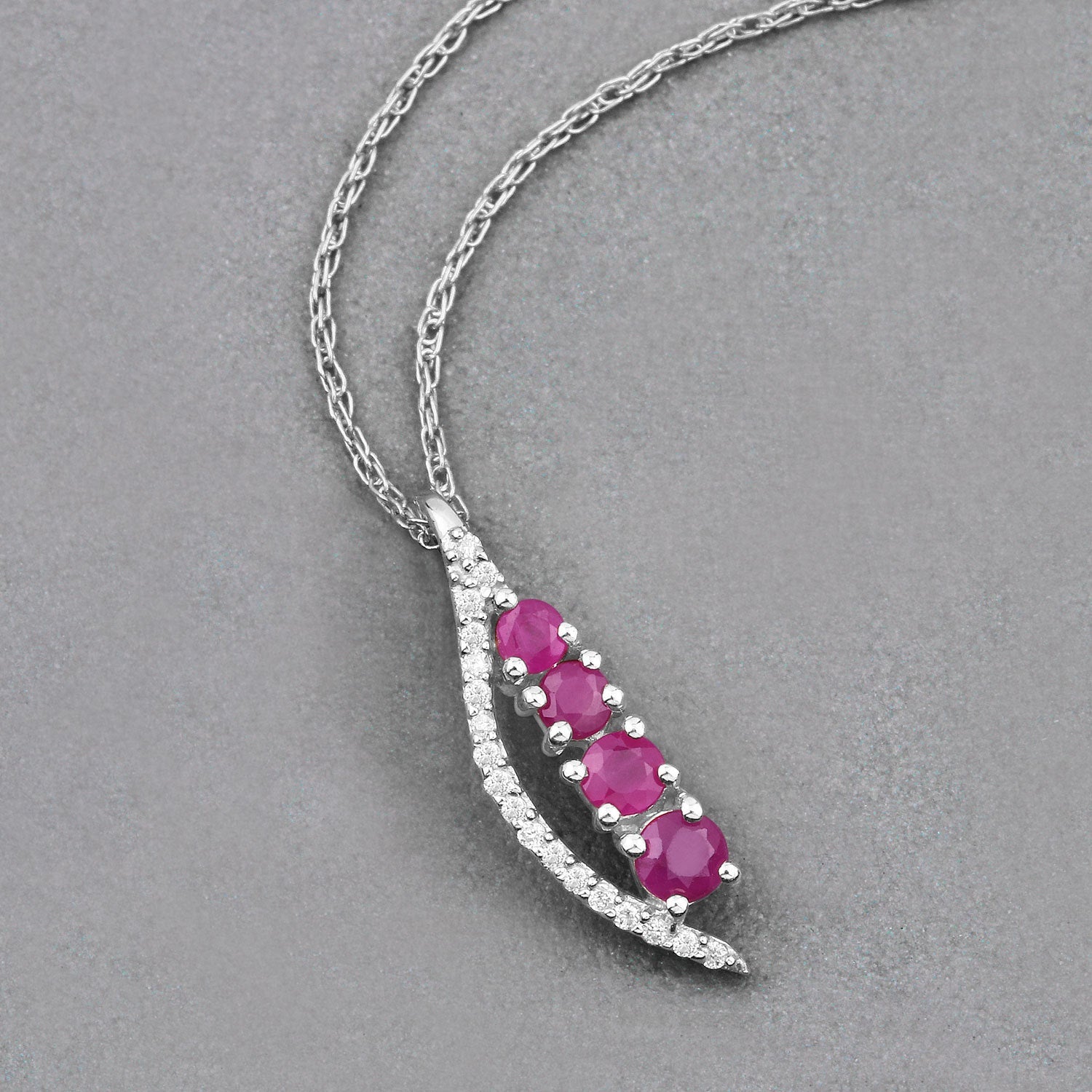 0.43 Carat Genuine Ruby and White Diamond 14K White Gold Pendant by Bids.com